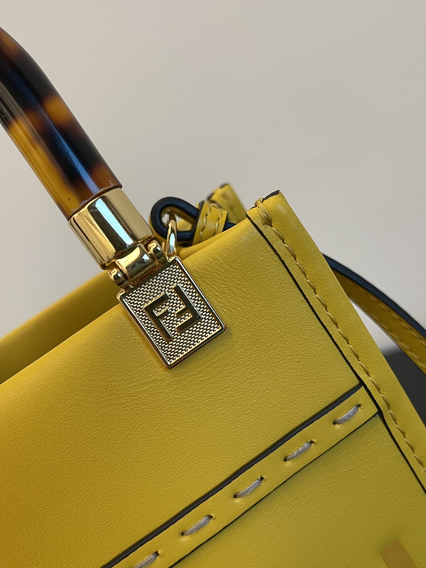 Fendi Mini Sunshine Shopper Lemon Yellow Leather Bag